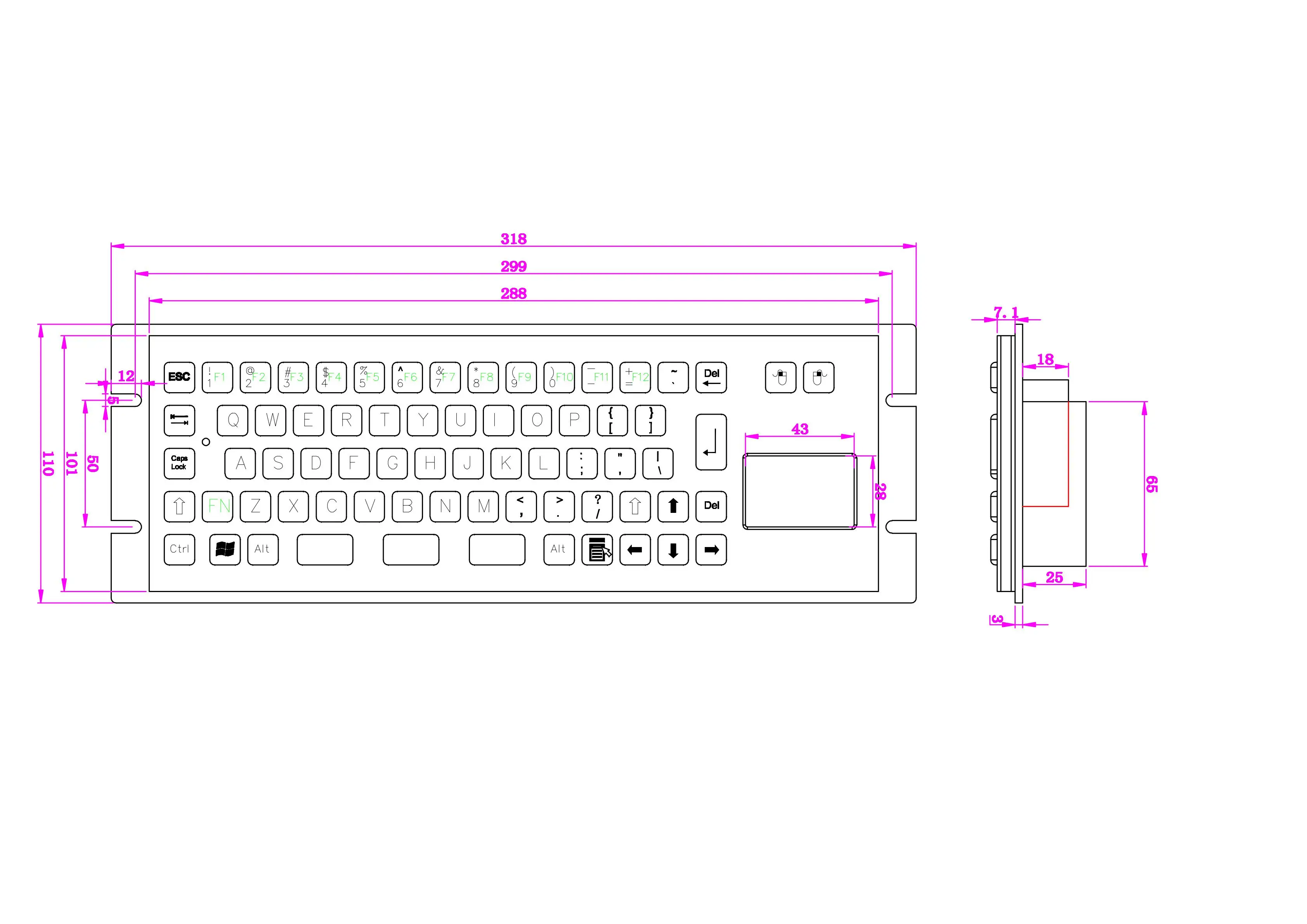 Металлическая клавиатура Ip65, производящая компании, Шэньчжэньская клавиатура, киоск, промышленная клавиатура с трекпадом, полностью металлический ключ