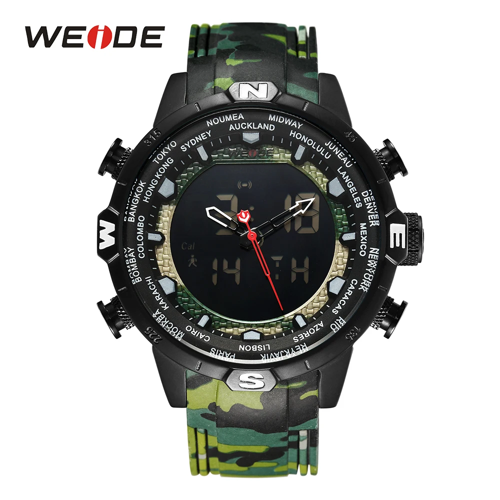 

WEIDE Men's Sport Watches Quartz Alarm Chronograph Date Digital Display Analog Camouflage Army Military Rubber Strap Wristwatch