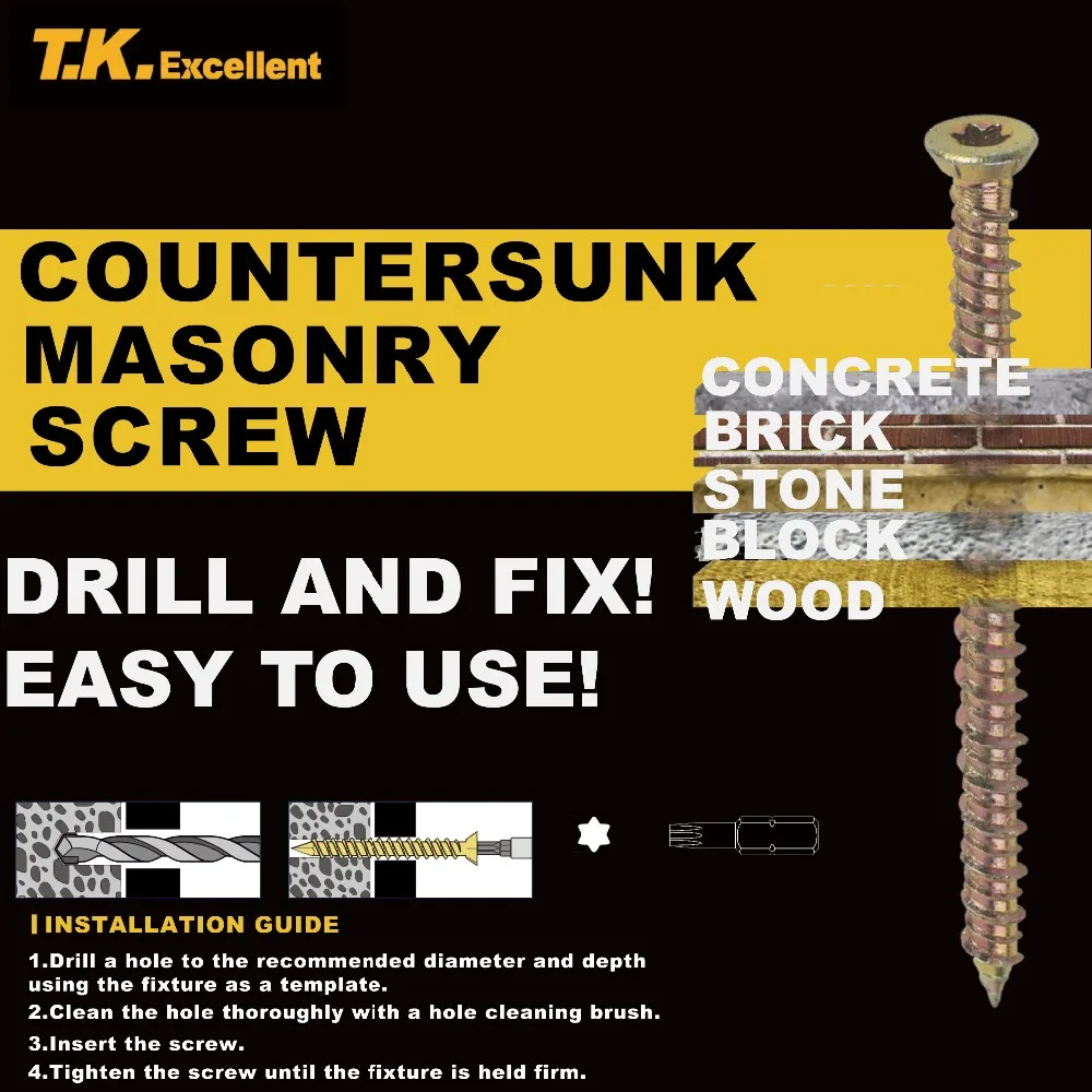 T. K. EXCELLENT 41 шт./компл. M7.5x90mm T30/13 мм Шестигранная розетка Torx плоский потайной винт