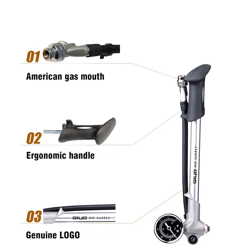 Насос велосипедный Giyo GS02D портативный с барометром и шлангом|bike pump|bike pump portableportable