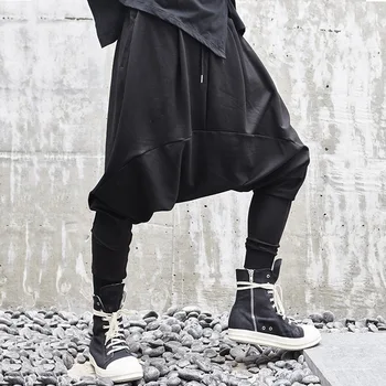 

Men New Low Crotch Cross Pant Loose Casual Hip Hop Harem Trouser Punk Gothic Male Jogger Sweatpants Japanese Streetwear