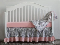 Комплект из 3 предметов, детское одеяло с рюшами и цветочным принтом в стиле бохо, детская юбка для детской кроватки, детская кроватка для маленьких девочек(серый, розовый цвет - Цвет: 3 pieces set