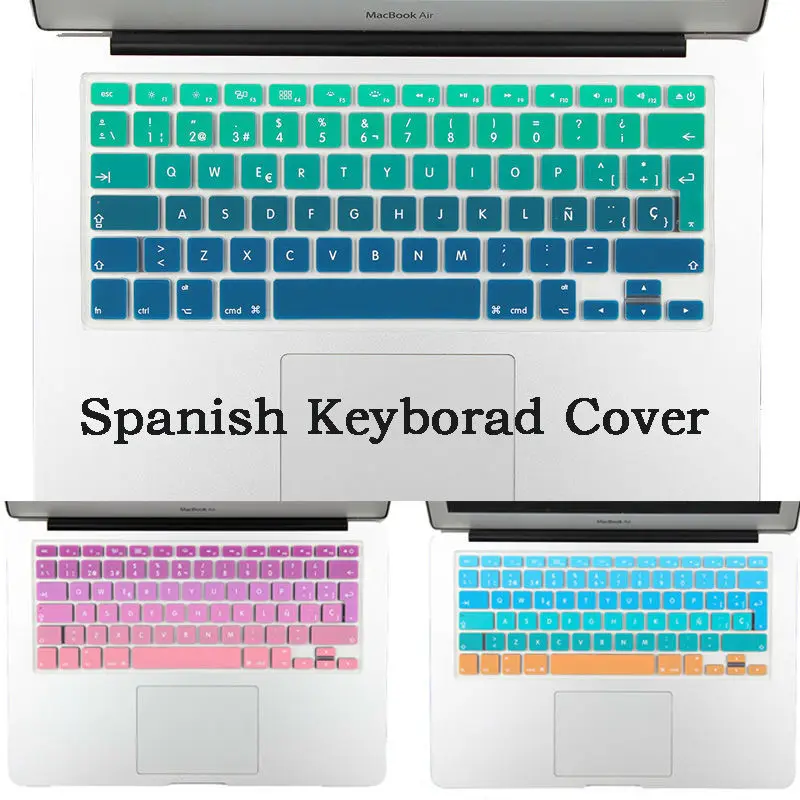 Silicone Spanish Keyboard Cover Skin Protector for MacBook Air Pro Retina 13 15 17 European Version Silicone Spanish Keyboard Cover Skin Protector for MacBook Air Pro Retina 13 15 17 European Version