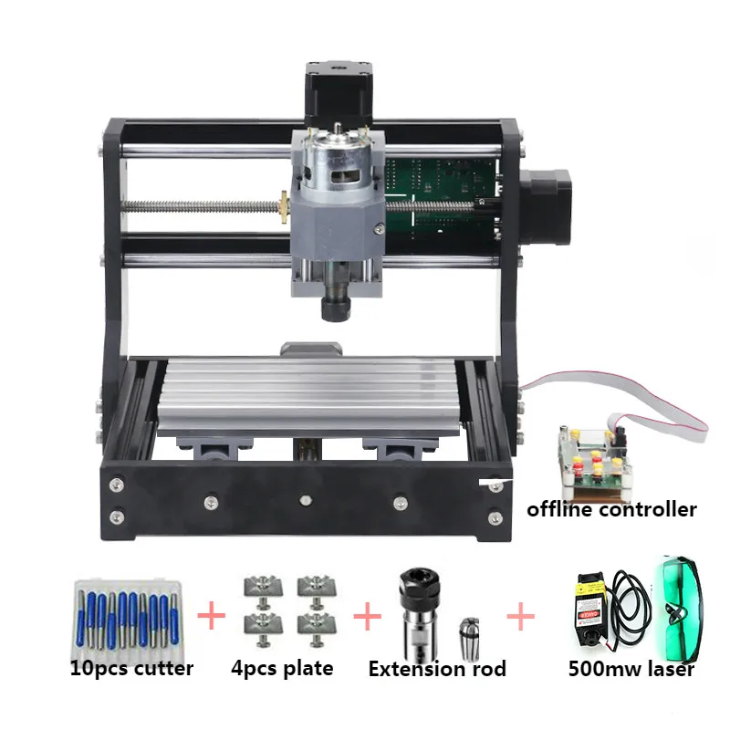 CNC 1610 Pro GRBL управление Diy Мини ЧПУ машина, 3 оси pcb фрезерный станок, древесины маршрутизатор лазерной гравировки, с автономным контроллером - Цвет: 500mw laser