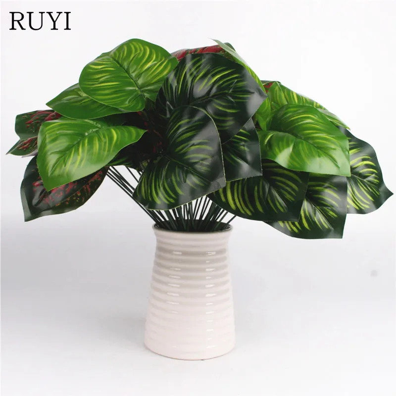 

1 pcs artificial leaf branches plastic simulation plant 1 bouquet flower collocation home wedding decoration room party decor