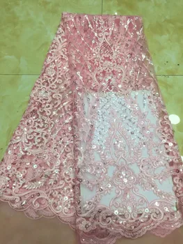 

Pink yellow blue white gray embroidered Mesh Tulle fabric PWD188911 Factory price sequins Nigerian lace fabrics