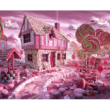 

Pink Candy House 5d diy Diamond Painting Full Round Rhinestone Embroidery Diamonds Mosaic Kit Cross Stitch Wall Art Home Decor