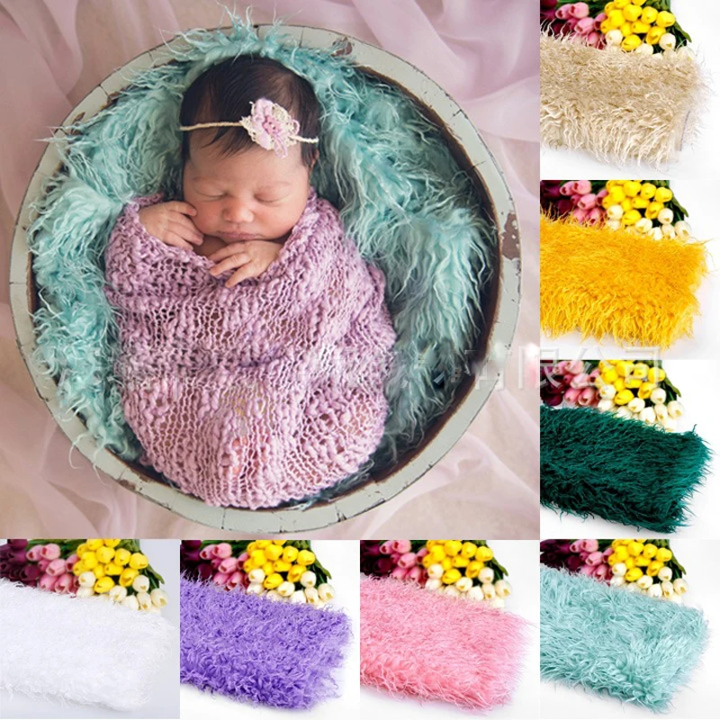 

Photo Studio Props Baby Blankets High Quality Faux Fur Blanket Basket Stuffer Mongolia Fur Photo Props Newborn Photography props