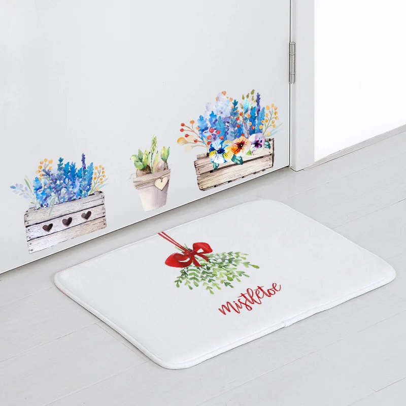 12 Merry Christmas Celebration Carpet Plant Leaf Fruit Christmas Tree Stockings Cartoon Coral Floor Decoration Room Corridor Carpet - Цвет: 12