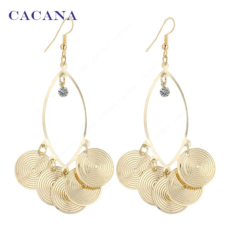 

CACANA Dangle Long Earrings For Women Overlap 5 Round With CZ Bijouterie Hot Sale No.A287 A288