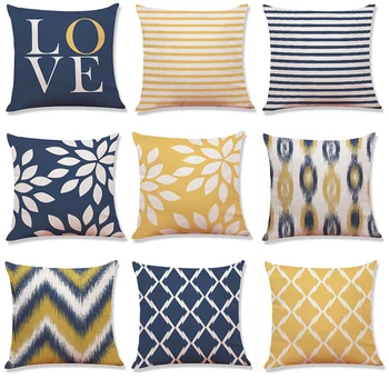 

Square Pillow Covers Bedroom Cotton Linen Geometry Throw Pillowcase High Quality Pillows 45 * 45cm