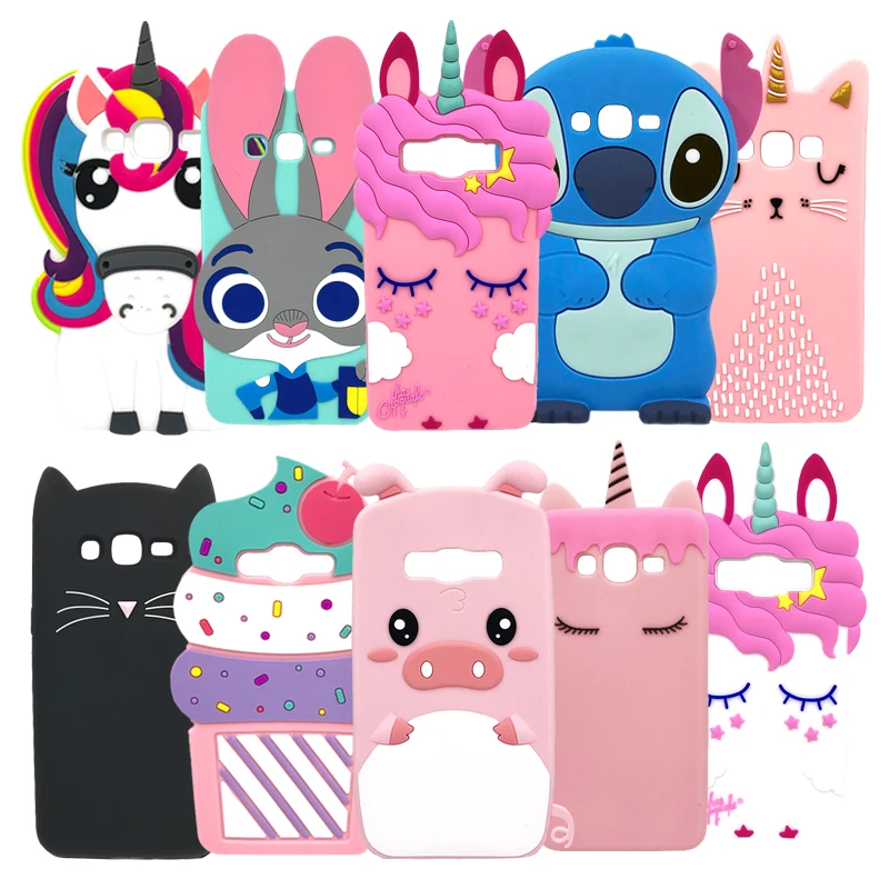 

For Samsung J5 Case Cover Silicone For Samsung Galaxy J5 2015 J500F J5008 Cover Cute 3D Cartoon Cats Rabbit Unicorn Phone Cases
