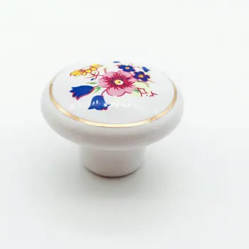 

Modern Pastoral Round Ceramic Handle European Drawer Antique Cabinet Kitchen Refurbished Pull Knobs Children Single Hole Handle