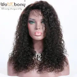 WoWEbony Алисия Синтетические волосы на кружеве парик бразильский Волосы remy глубоко вьющиеся волосы человека парики с ребенком волос