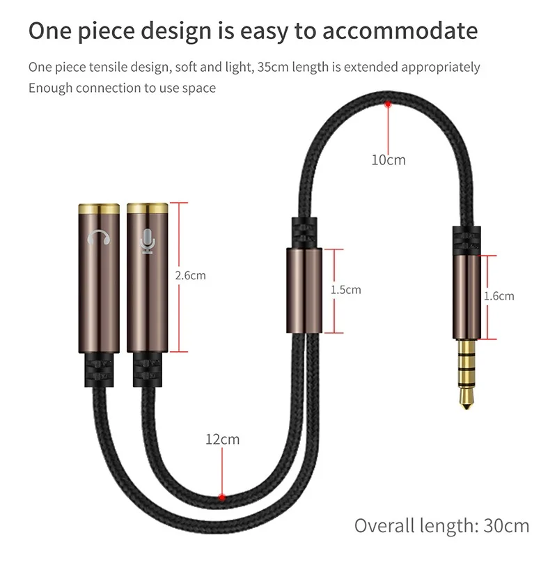 3,5 мм Jack аудио сплиттер кабель наушников Splitter Tow-In-One аудио линии Aux микрофон и адаптер для наушников для телефона iPad