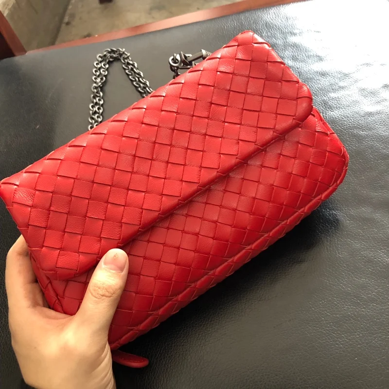

2019Hotwest Brand Crossbody Bags Sheepskin Handmade Woven Women Bag Designer Handbags High Quality Chain Messenger Bag