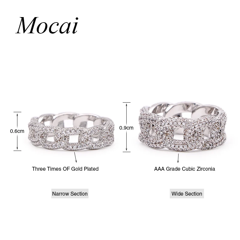 Mochai новые брендовые ювелирные изделия в стиле стимпанк серебристые кольца на цепочке для женщин Роскошные AAA циркония 0,6 см панк ювелирные изделия на палец для вечерние ZK55