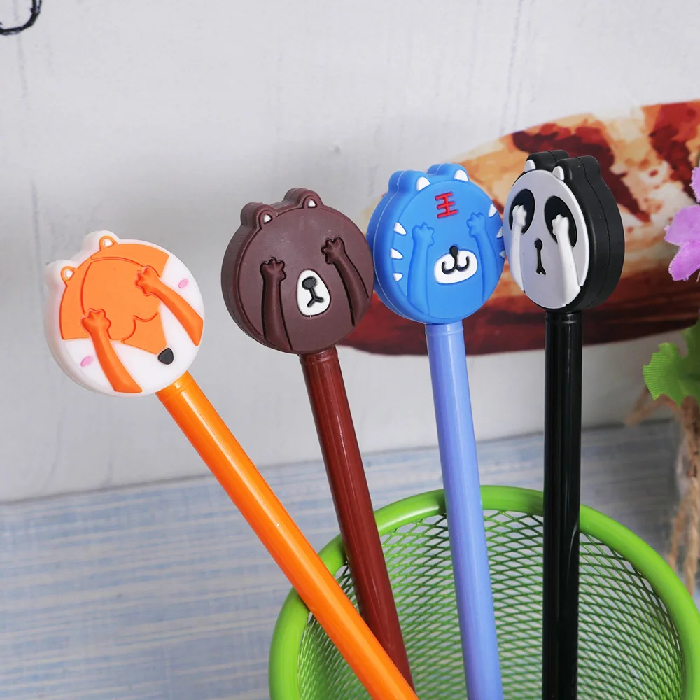

1pc 0.38mm Cute Kawaii Panda Plastic Gel Pen Cartoon Bear Fox Pens For Kids Gift Korean Stationery School Office Supply Hot Sale