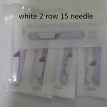 50 шт. белый 2 ряда 15 ИГЛЫ Перманентный макияж бровей Тату лезвие микроблейдинг иглы для 3D вышивка ручная Татуировка ручка машина