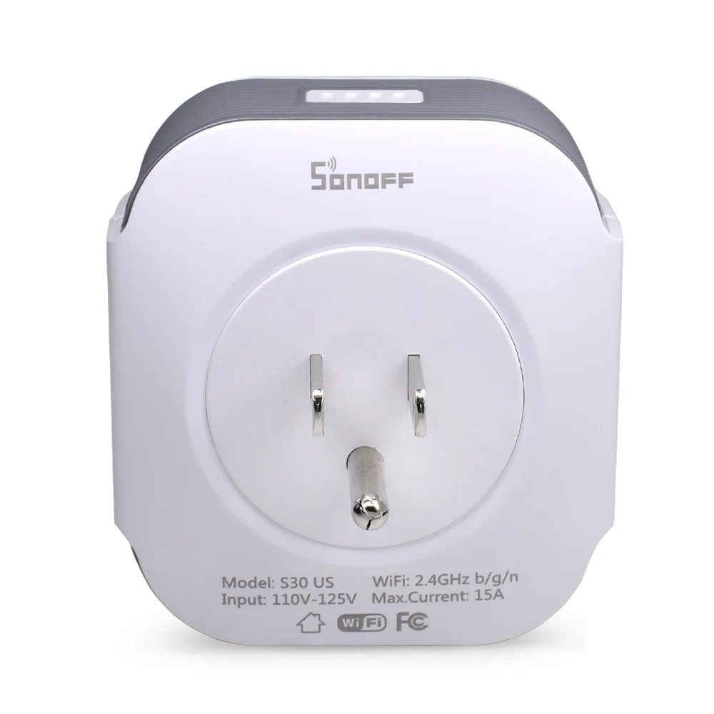 Интеллектуальный выключатель света Sonoff S30 Настенная Розетка WiFi штепсельная вилка американского стандарта Мощность розетка выключатель дистанционного Управление таймер Модуль Автоматизации для умного дома