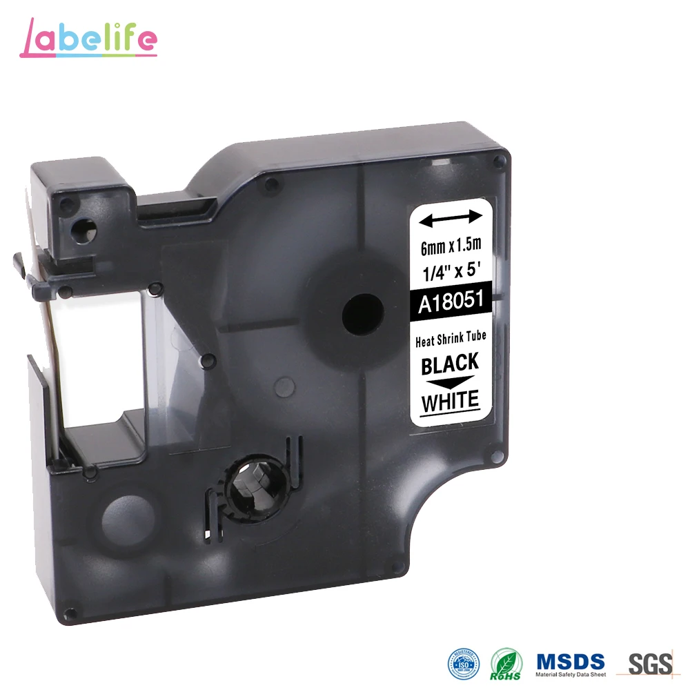 Labelife 18051 ブラックホワイト 6 ミリメートル dymo サイ IND 熱収縮チューブ LabelWriter 、ラベルメーカー S0718260 ワイヤー、ケーブル