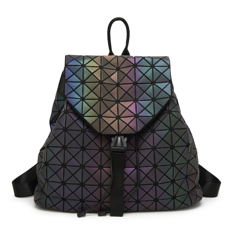 BaoBao Luminous font b backpack b font female Fashion Mochila Feminina Geometry Package Sequins Folding Bags