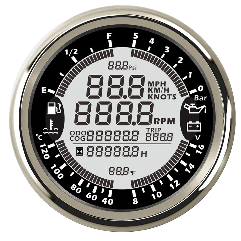 

Universal 6 in 1 Multi-Function Gauges Gps Speedometer Tachometer Waterproof Fuel Level Water Temp Oil Pressure 0-10Bar for Bo