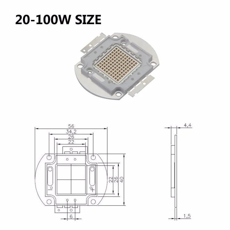100w ir led size