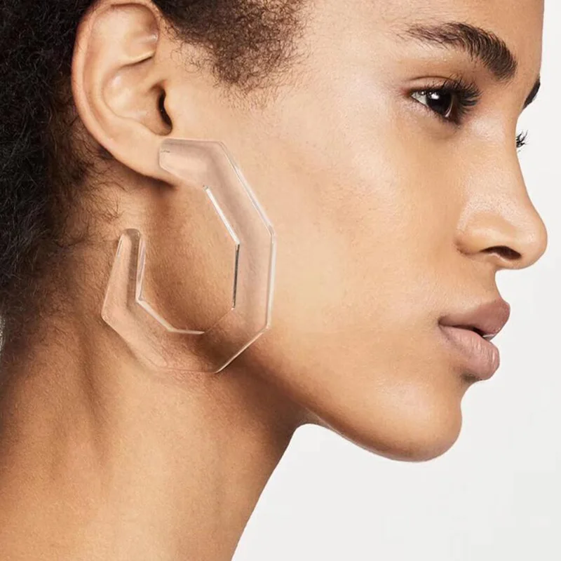 XIYANIKE New Simple Irregular Geometric Acrylic Statement Stud Earring for Women C Shaped Earring Brinco Accessories E1958