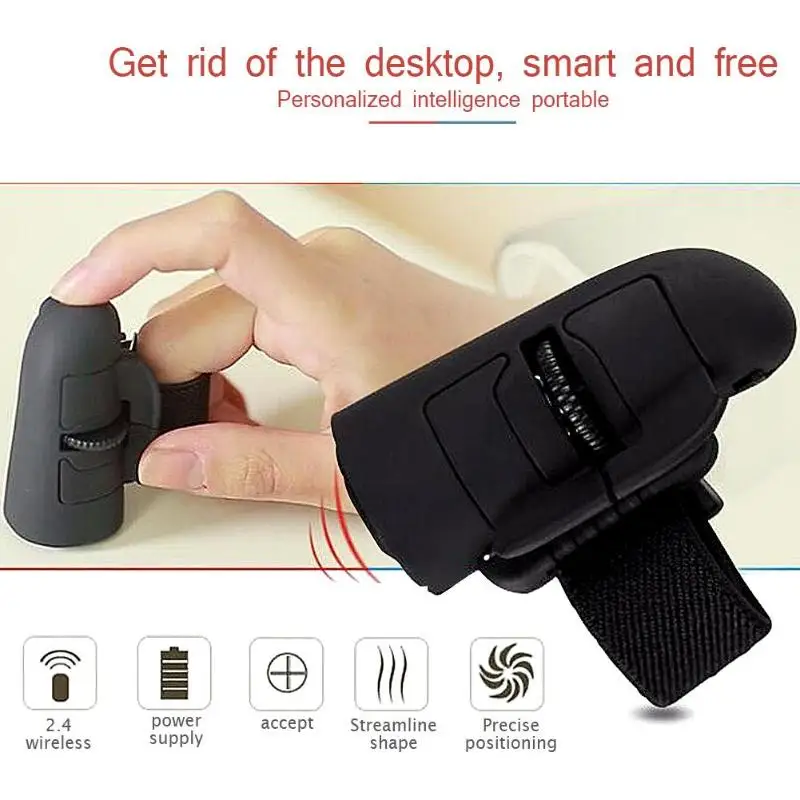 

2.4 GHz Mini Wireless Lazy Mouse 1600 DPI USB Handheld Finger Ring Optical Mice for PC Laptop Tablet Desktop Notebook Computer