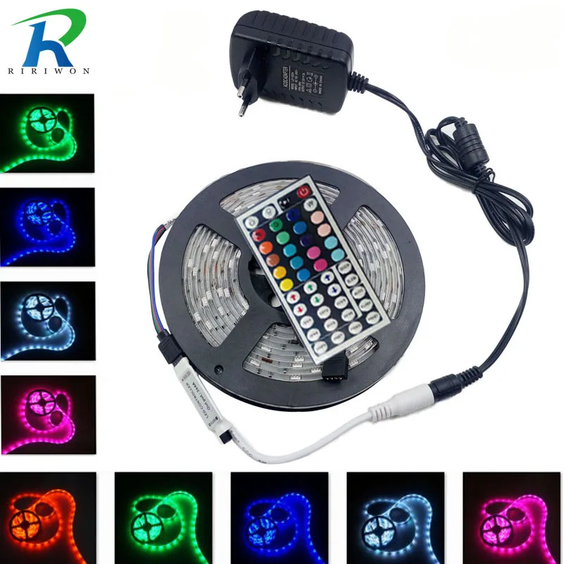 RiRi будет RGB 5050 SMD светодиодный полосы светильник гибкий fita de DC 12V 60 Светодиодный S/4M 9M ленты диод корма tiras лента