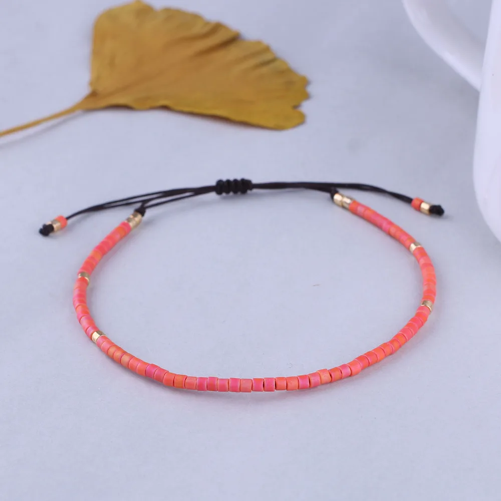 KELITCH New Friendship Bracelets Thin Rope Bracelets Handmade Seed Beaded Strand Bracelet Women Fashion Charm Bracelets