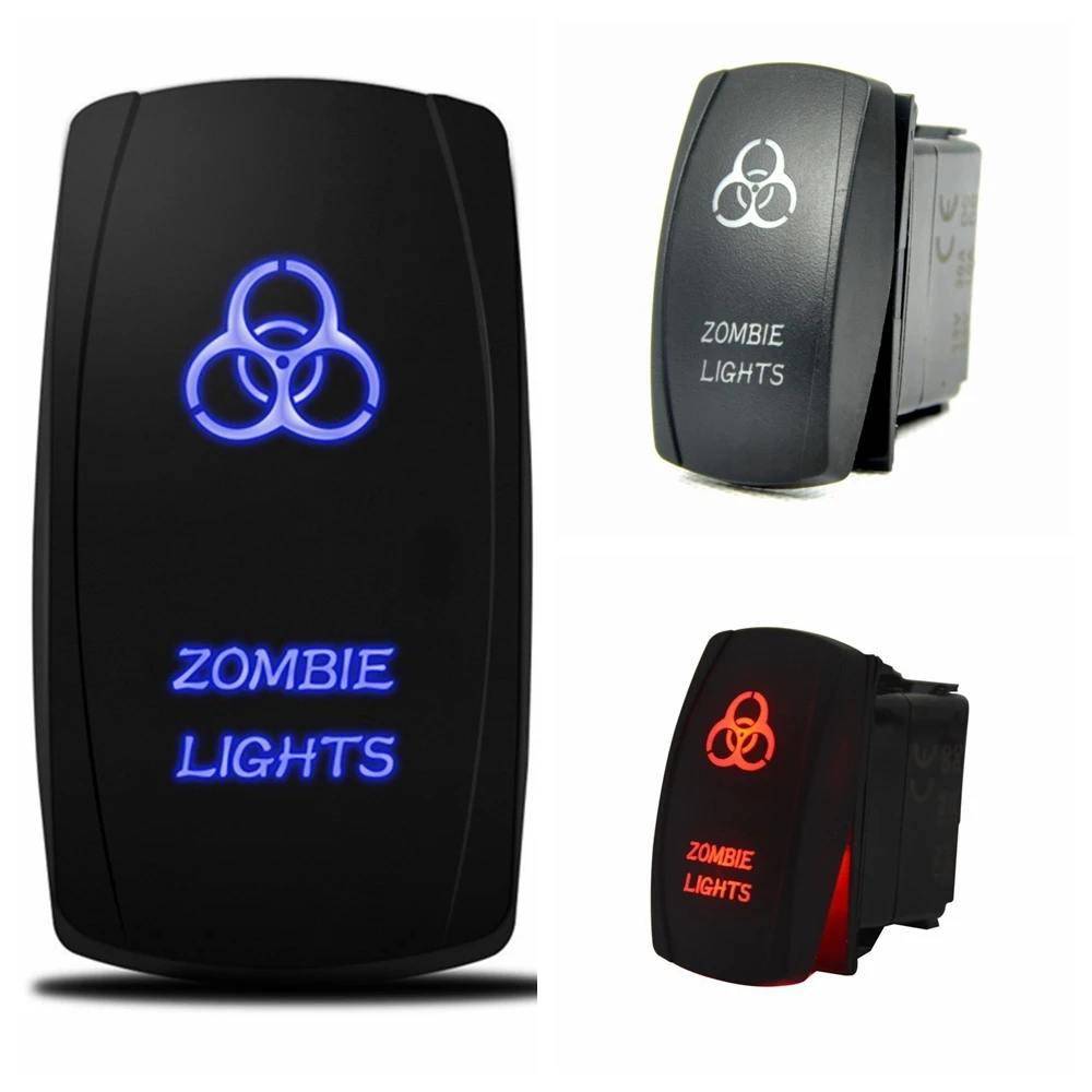 1x Rocker Switch 12V 24V Zombie Light Led Illuminated Waterproof 20A