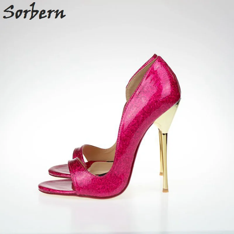 

Sorbern Unisex Fetish Pump 13Cm Metal Stilettos Shoes Gold/Silver Evening Party Night Club High Heels Foot Wear Plus Size 40-47