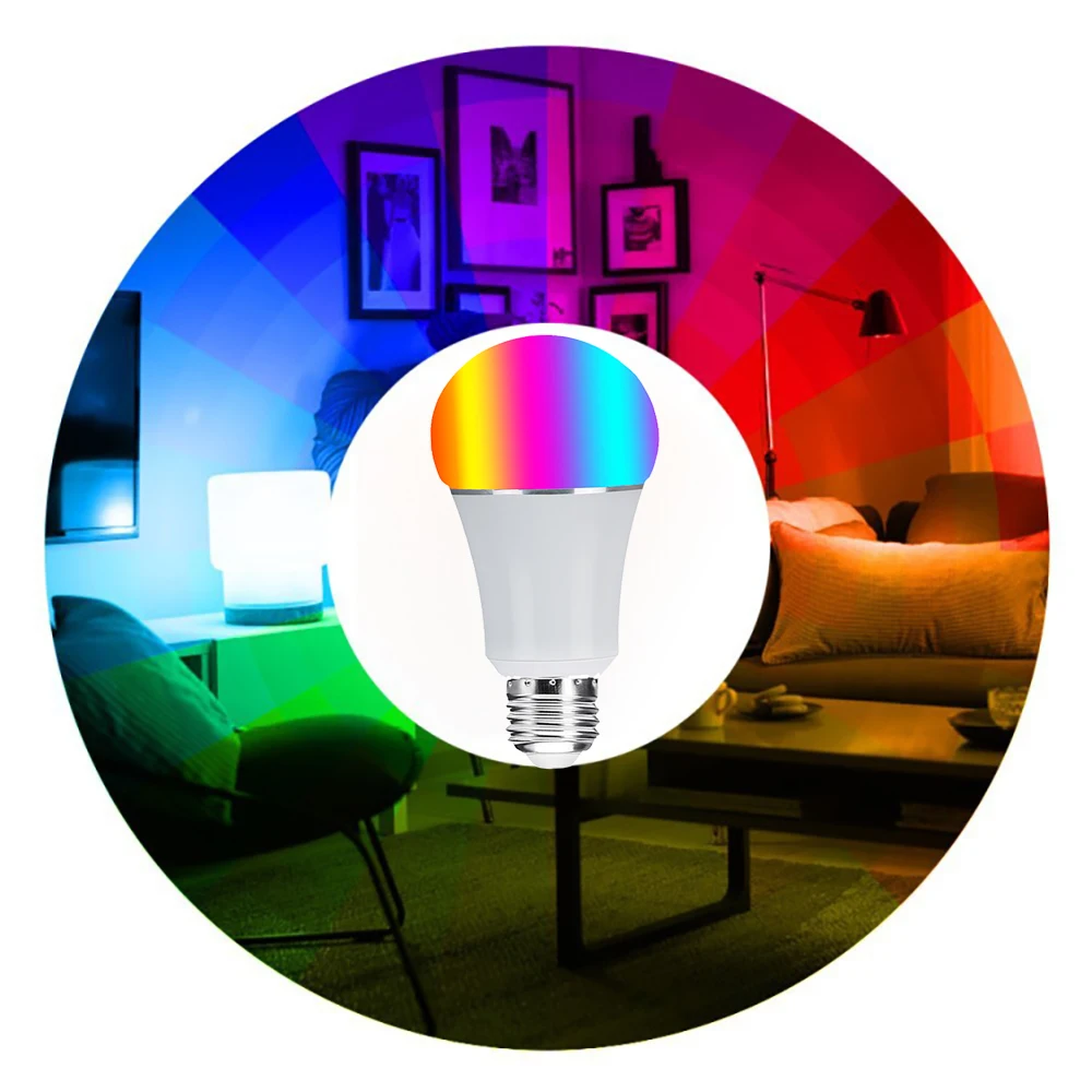 3PCS E27 E26 B22 Smart Home LED Wifi Light Bulb 85-265V Multicolor Dimmable Voice Lamp Bulb Compatible Alexa Google Assistant