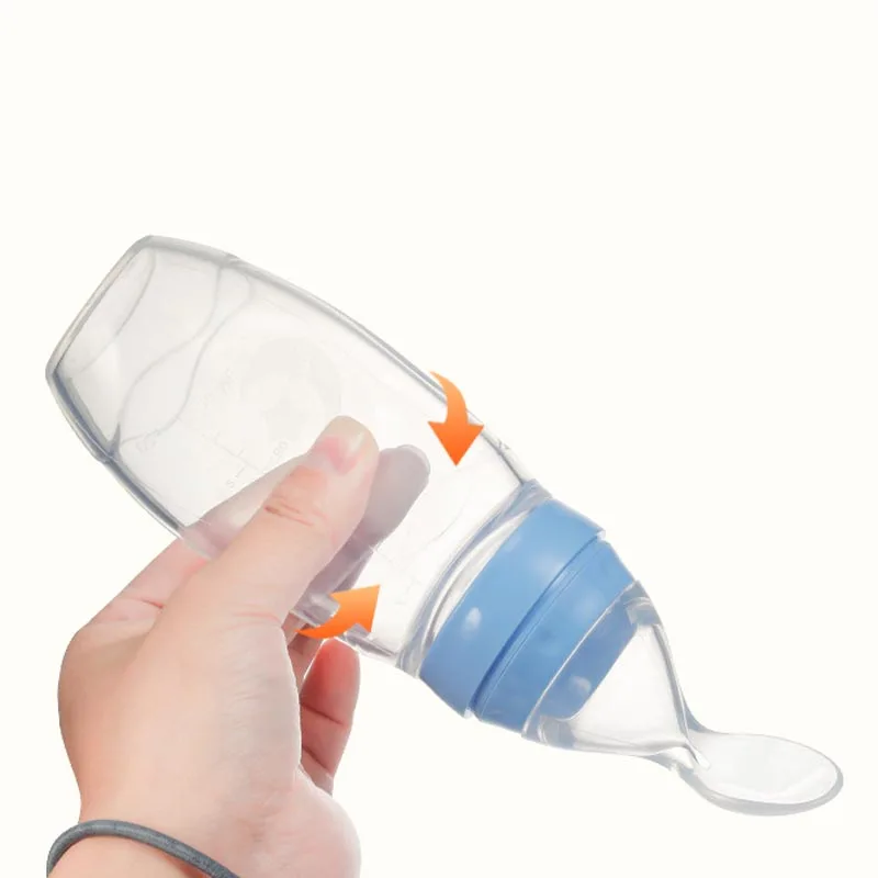 3 in 1 120ml Infant Baby Soft Silicone Food Supplement Toddler Rice Cereal Feeding Bottles Spoon Milk Food Storage Cup