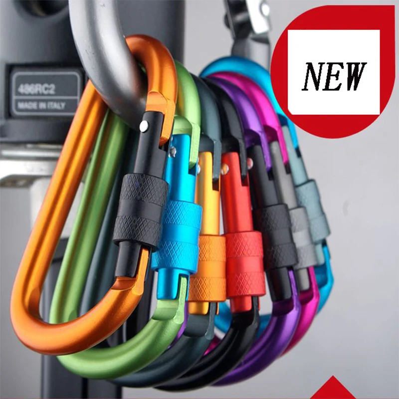 

Outdoor Multi Colors Climbing Button Carabiner Camping Safety Buckle With Lock Aluminium Alloy Climbing Hiking Hook