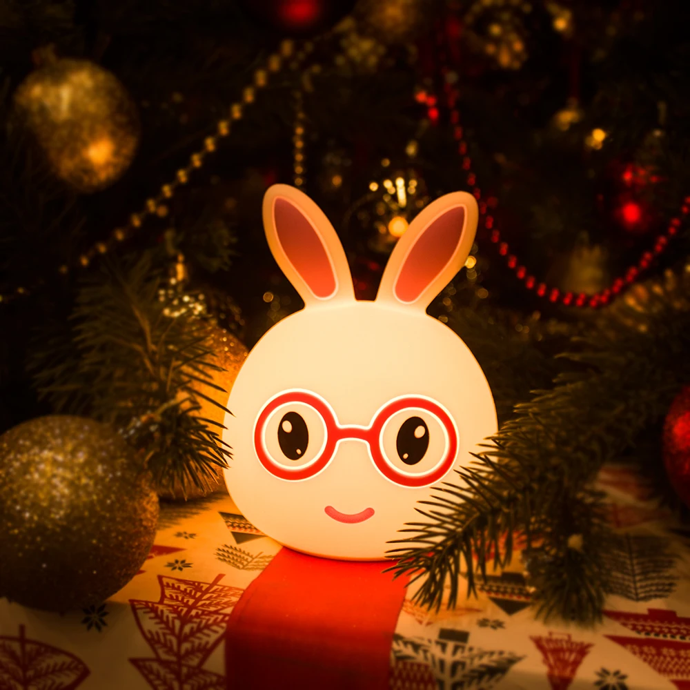 7 Colors LED Night Light Silicone Cute Cartoon Rabbit Rechargeable Decor Table Lamp Holiday Ambient Light for Girl Children Gift (11)