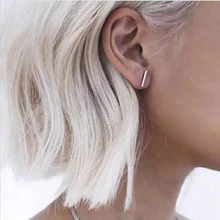 Punk Black Gold Silver font b Earrings b font Simple T Bar font b Earring b