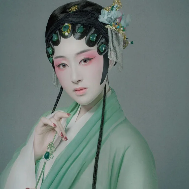 Yu Shu Ting Hua светло-зеленый шифоновый опера костюм hanfu для фото дома или сцены костюм