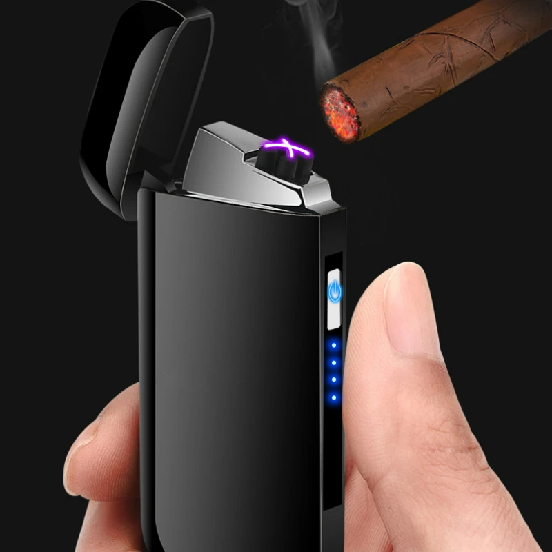 

Newest Power Display Dual Arc Plasma Lighter Creative Rechargeable Electric USB Lighters Cool Double Arc Pulse Cigarette Lighter