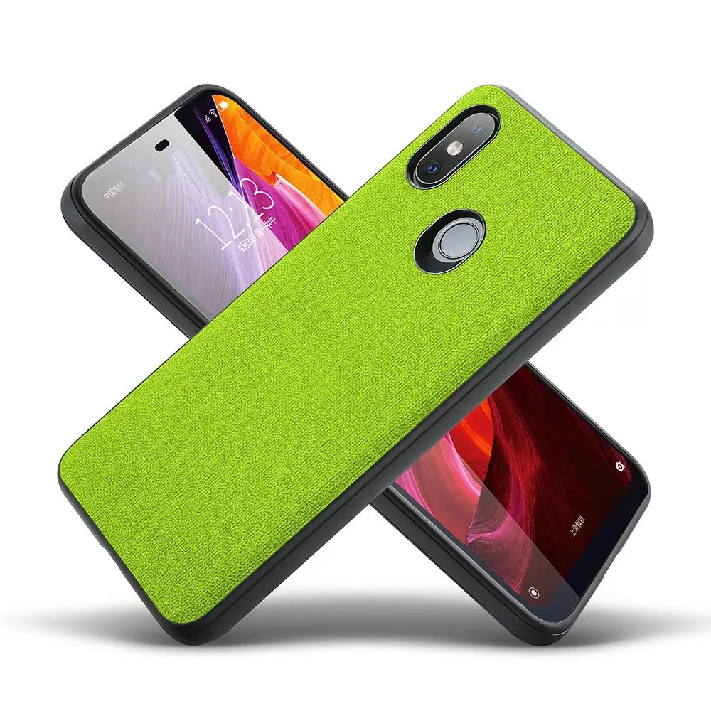 Чехол из бизнес-ткани RAXFLY для Xiao mi Red mi Note 7 5 6 Pro, роскошный ТПУ чехол для телефона для Xiaomi mi 9 8 Lite A1 A2, тканевая задняя крышка - Цвет: Флуоресцентный зеленый