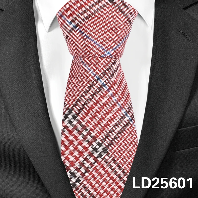 Повседневный клетчатый мужской галстук Классические хлопковые галстуки для мужчин формальные Узкие галстуки для Свадьба Вечерние 6 см Ширина Галстуки для жениха Gravatas - Цвет: LD25601