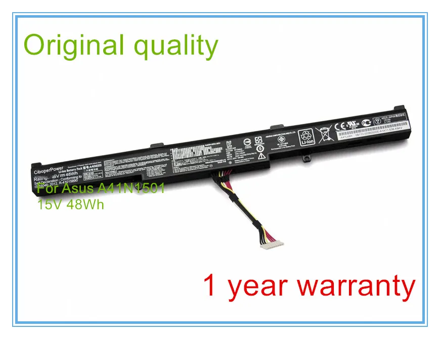 

Оригинальное качество 15V 48Wh A41N1501 Аккумуляторы для ноутбука для N752VX GL752VW-T4108D GL752VW-2B