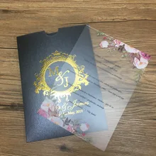 Бесплатный дизайн цветная печать на заказ акриловая открытка свадебное приглашение прозрачный, карманный конверт для крещения