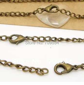 

free shipping!!! 100pcs/lot 3.2mm*4.8mm antique bronze cable link chain jewelry chain 18'' with lobster clasp