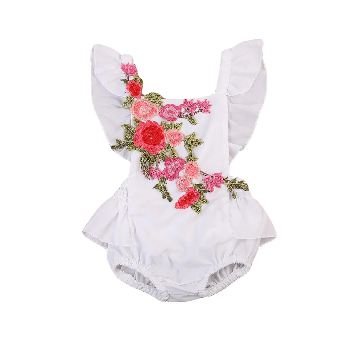 

2017 Summer Newborn Infant Baby Girl Rose Kid Bodysuit Back Cross Bandage Outfit Size 0-2Y
