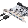 Add On Card USB 3.0 PCI-E Type C Expansion Card PCI Express PCI-E to USB 3.0 Controller 5Port + 1Port USB 3.1 PCI-E Card Adapter ► Photo 1/6