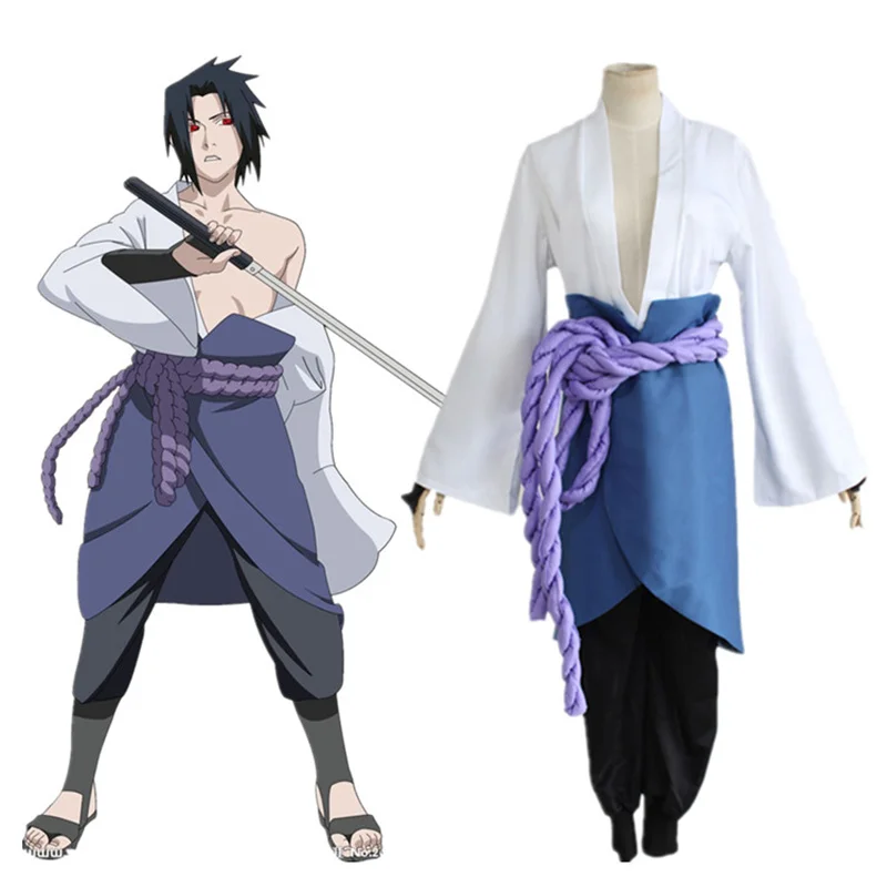 Uchiha Sasuke, маскарадные костюмы, аниме, Наруто, одежда, 3 поколения, одежда, Топы+ штаны+ поясная веревка+ наручники