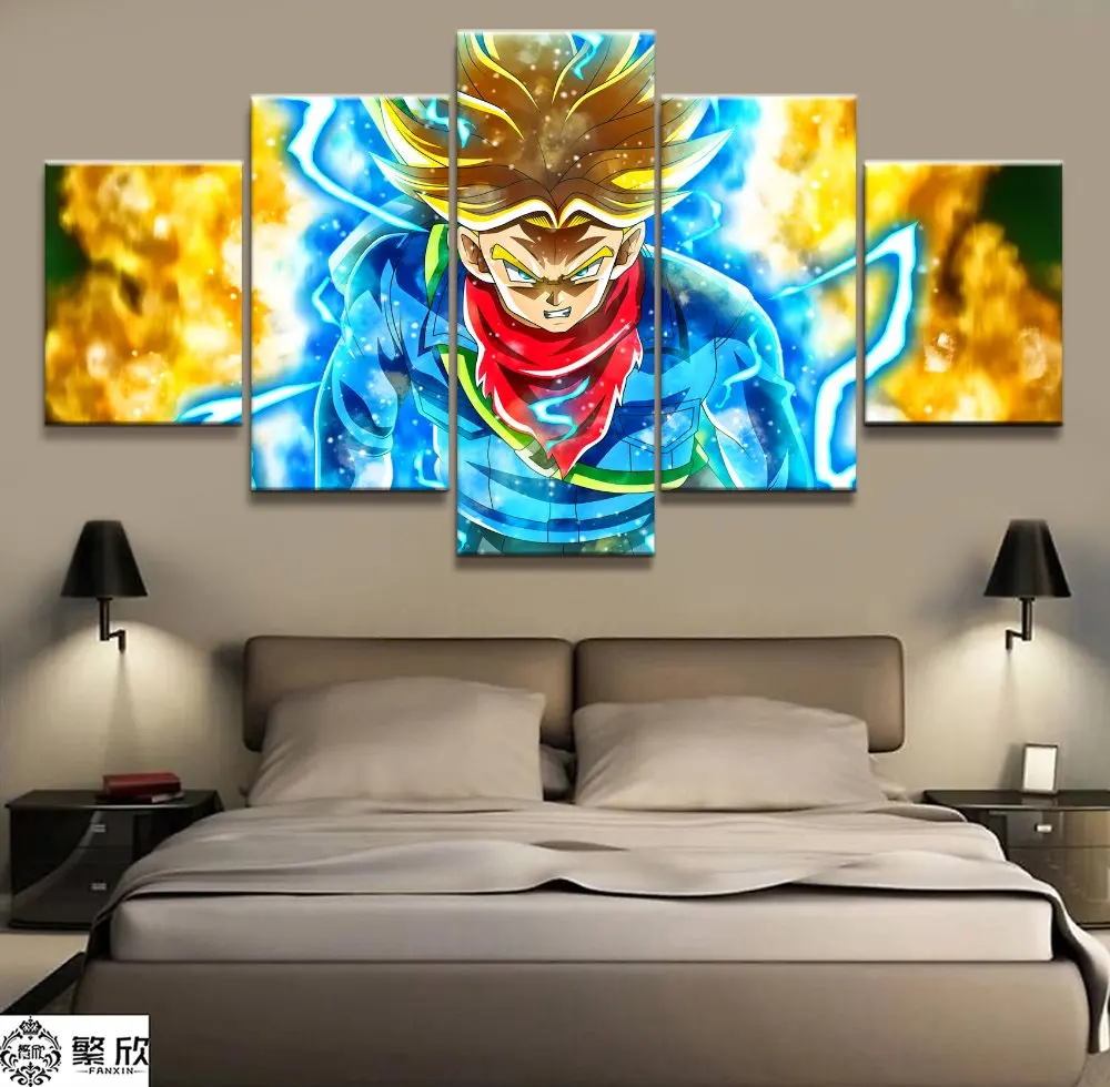 

5 Panel Dragon Ball Super Torankusu/Trunks Canvas Printed Painting For Living Room Wall Art Home Decor HD Picture Artwork Poster